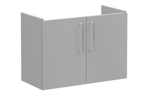 VitrA Root Flat 80cm 2 Door Wall Hung Slim Washbasin Unit - Matt Rock Grey